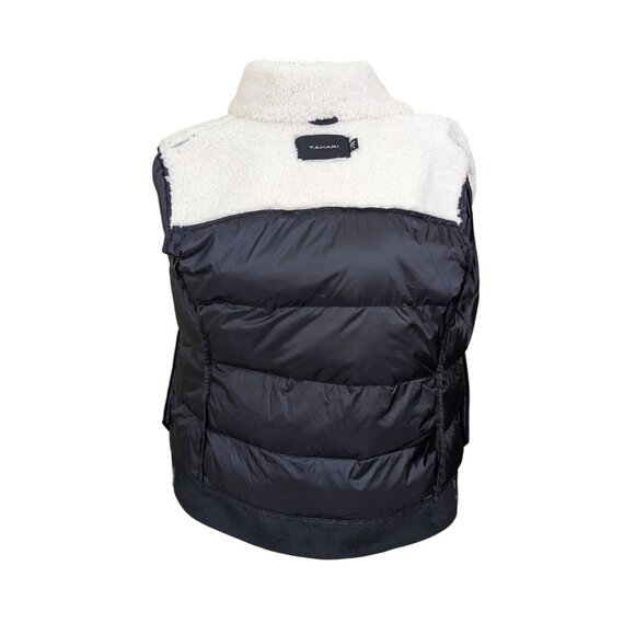 Tahari Black Selena Faux Shearling Trim Jacket Coat Size L Outdoor Winter Fall - Picture 12 of 14